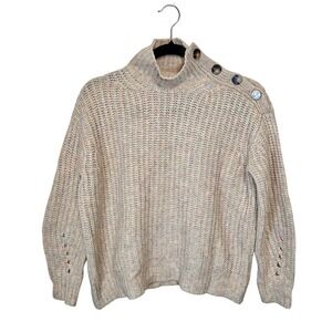 J.Crew Alpaca-Blend‎ Turtleneck Sweater Shoulder Buttons Women's Size X-small